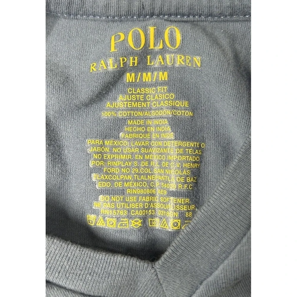Ralph Lauren Pony Short‎ Sleeve V-Neck T-Shirt Blue Gray Toddler Size Medium